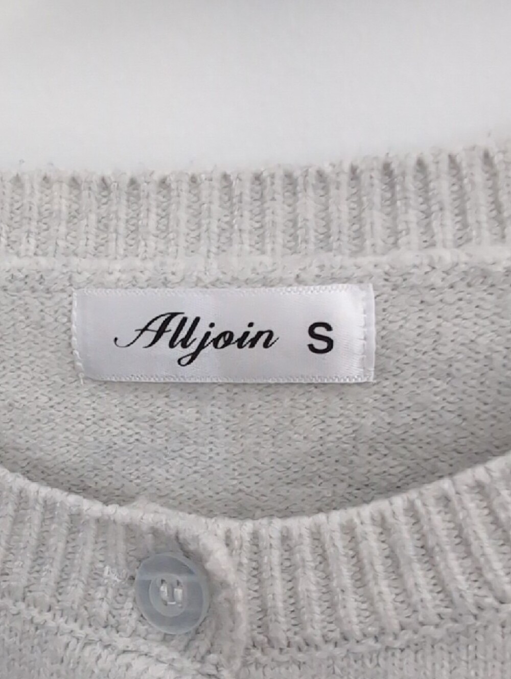 Light Gray Crewneck Button Cardigan Sweater - Women - Picture 3 of 3